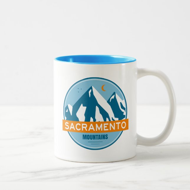 Sacramento Mountains New Mexico Stars Moon Two-Tone Coffee Mug (Right)