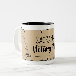 Sacramento Notary Public Scroll Feather Quill Two-Tone Coffee Mug