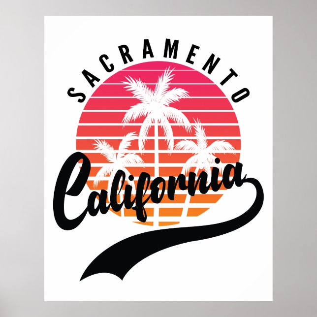 Sacramento Retro Sunset Poster (Front)