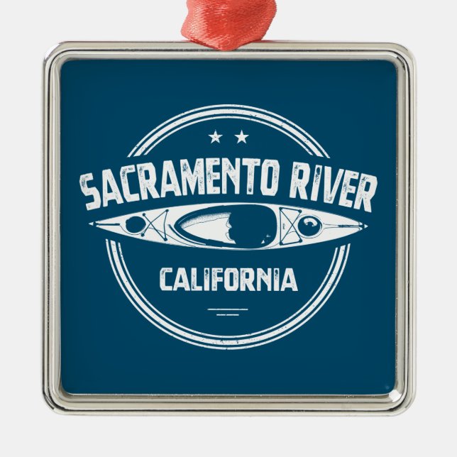 Sacramento River California Kayaking Metal Ornament (Front)