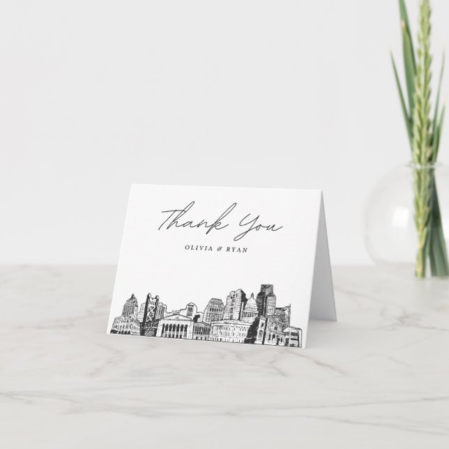Sacramento Skyline Sketch Blond Carte de remerciem (Devant)
