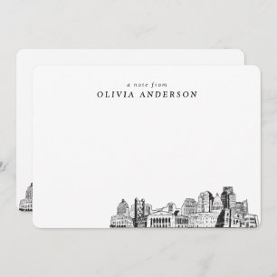 Sacramento Skyline Sketch Personalized Note Cards