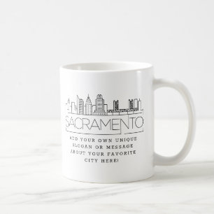Sacramento Stylized Skyline Custom Slogan Coffee Mug