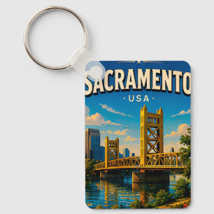 Sacramento Tower Bridge Riverfront Keychain
