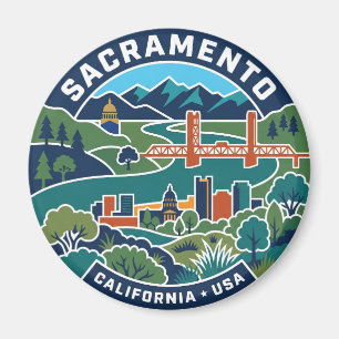 Sacramento Vintage Map California Magnet