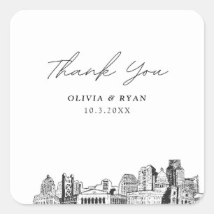 Sacramento Wedding Landmarks Favour Thank You Square Sticker