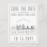 Sacramento Wedding |Stylized Skyline Save the Date