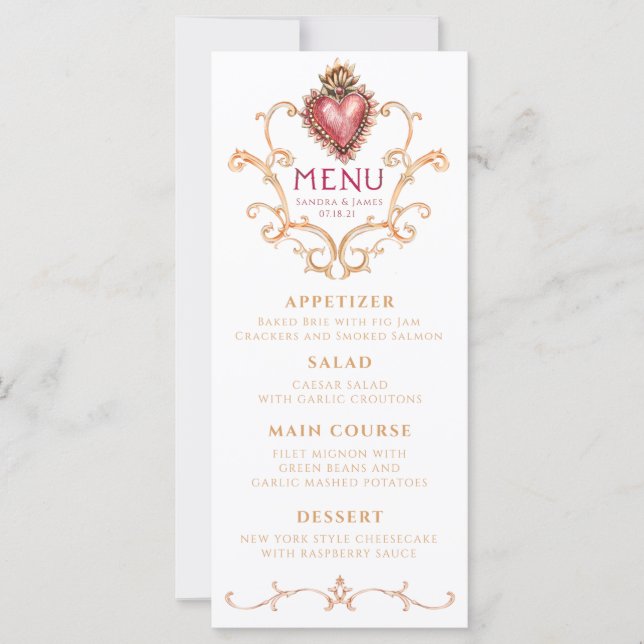 Sacré-Coeur Baroque Menu Mariage Dîner (Devant)