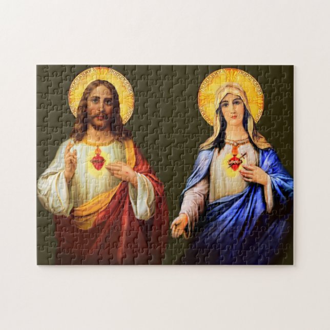 Sacré Coeur et Immaculé Coeur Puzzle catholique (Horizontal)