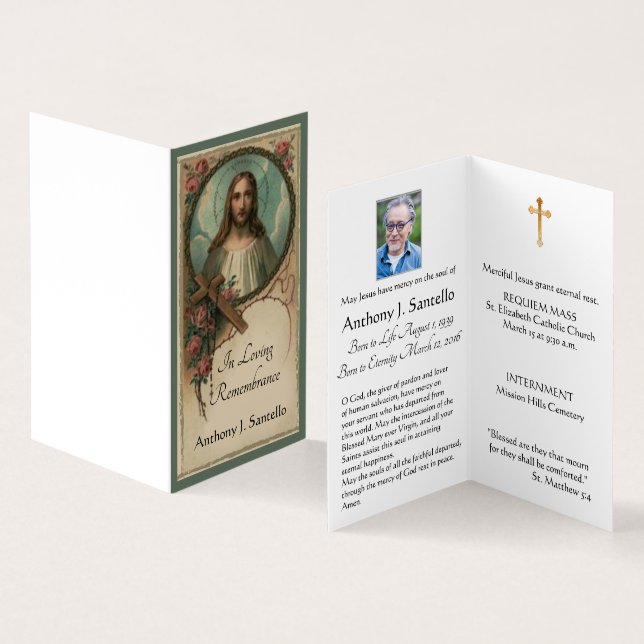 Sacré Coeur Jésus catholique Funérailles Carte Sai (Intérieur et extérieur)