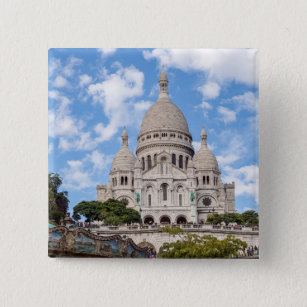 Sacre Coeur on Montmartre hill - Paris, France 2 Inch Square Button