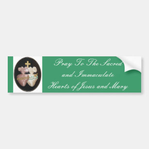 SACRED AND IMMACULATE HEARTS BUMPER STICKER