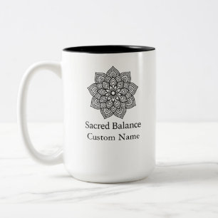 Sacred Balance Minimalist Mandala Two-Tone Coffee Mug