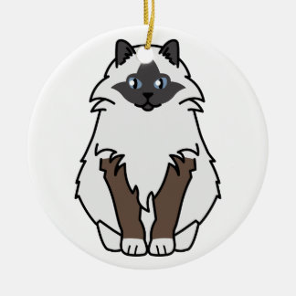 Sacred Birman Cat Cartoon Ceramic Ornament