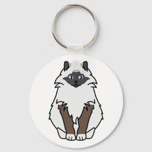 Sacred Birman Cat Cartoon Keychain