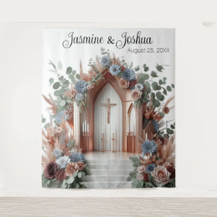 Sacred Bloom: A Moment of Grace Wedding Backdrop Tapestry