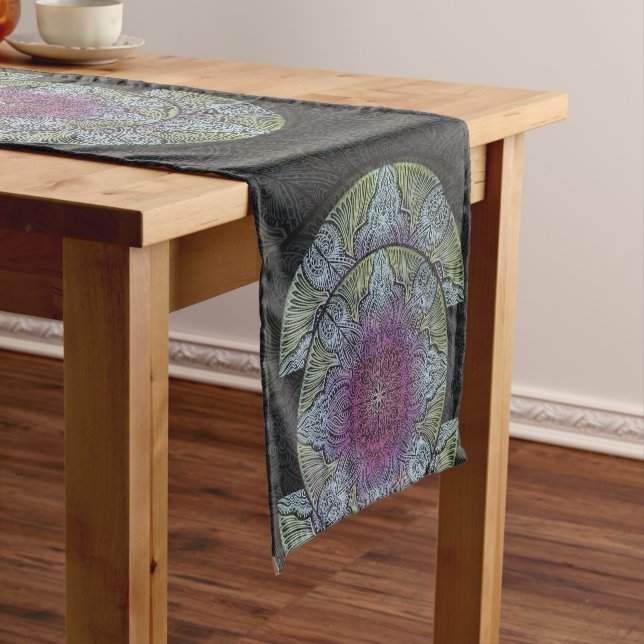 Sacred Bloom Mandala Short Table Runner (In Situ)