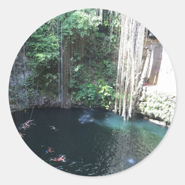 Sacred Blue Cenote, Ik Kil, Mexico #2 Stickers (Front)
