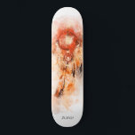 *~* Sacred Boho . Tribal Shamanic Dream Catcher Skateboard<br><div class="desc">* Western BOHO American Watercolor Abstract Dream Catcher Journey with lovely Feathers as a Shamanic symbol for a Native American Spiritual Healer or BOHEMIAM design. * . *** The colours are mostly deep PEACH ORANGE RED GRAY SALMON on WHITE. This spirit based esoteric popular boho creative abstract modern dreamcatcher and...</div>