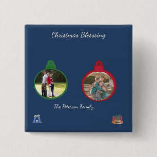 Sacred Candlelight Nativity Blessing 2 Inch Square Button