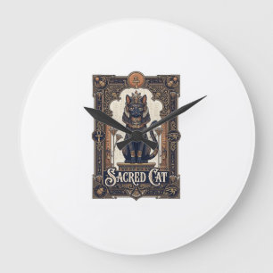 Sacred Cat Cat Ancient Egypt Vintage Vector Art Sh Large Clock