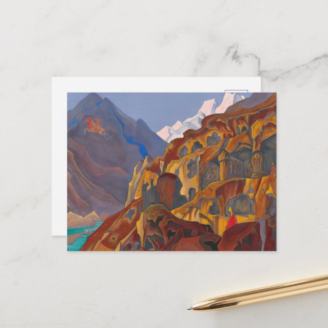 Sacred Caves by Nicholas Roerich Holiday Postcard (Front/Back In Situ)