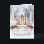 Sacred Christmas: Mass Offering for Your Intention Holiday Card<br><div class="desc">"Let the Holy Sacrifice of the Mass be your gift this Christmas. Our Traditional Mass Offering Card,  featuring a delicate watercolor of a high altar decorated with poinsettias,  is a timeless expression of faith and love for those dear to you."</div>