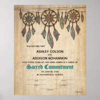 "Sacred Commitment" Boho Rustic WeddingCertificate