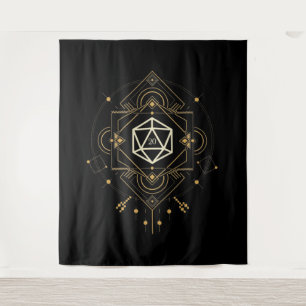 Sacred D20 Dice Minimalist Geometry Tabletop RPG Tapestry