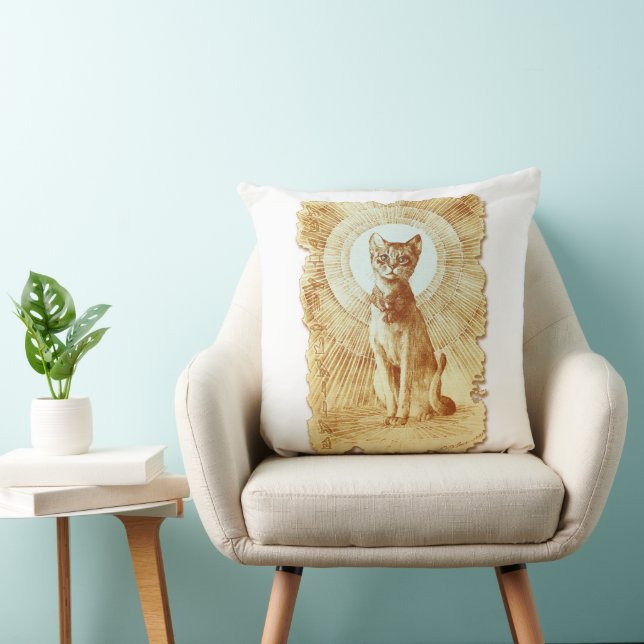  Sacred Egyptian Royal Cat Throw Pillow (Chair)