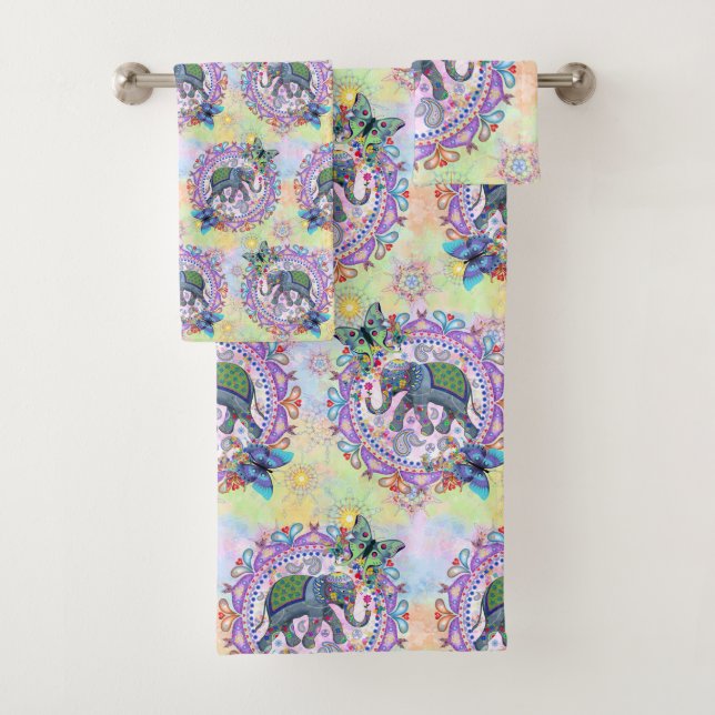 Sacred Elephant Bath Towel Set (Insitu)