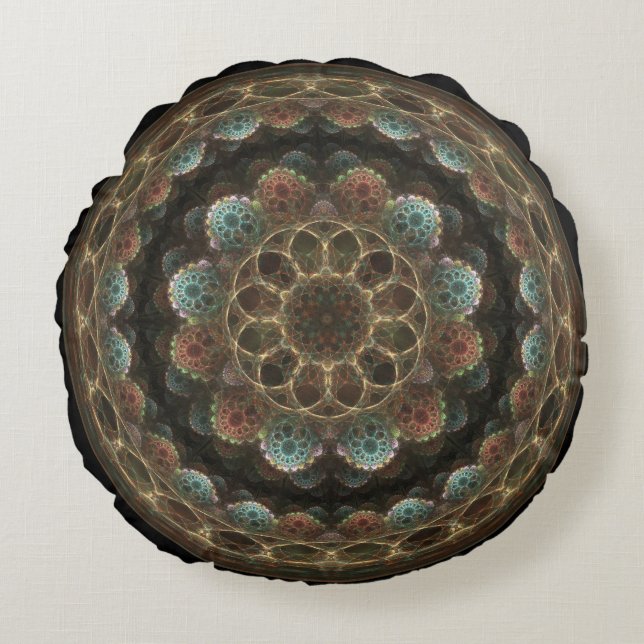 Sacred esoteric fractal round ornament pillow (Front)