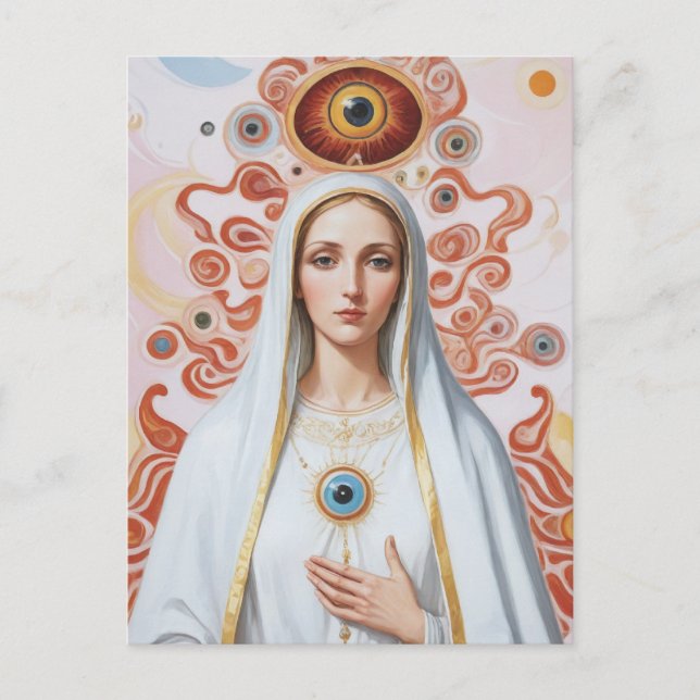 Sacred Evil Eye Protection Mary Postcard (Front)