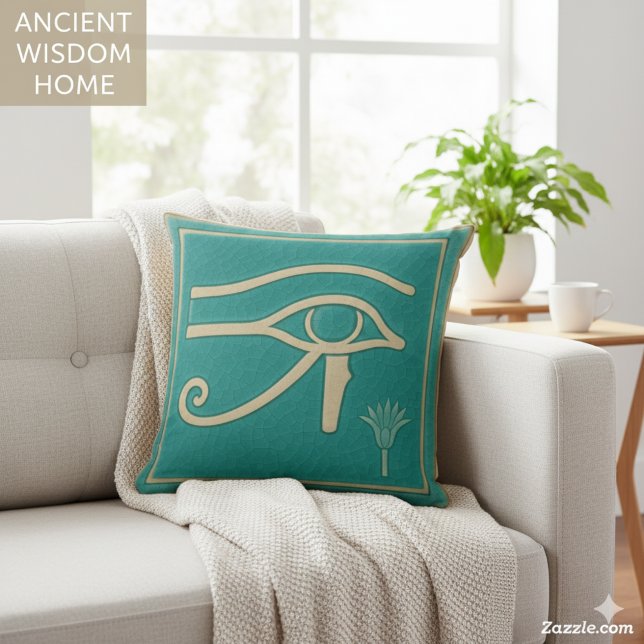 Sacred Eye of Horus Ancient Protection Art Throw Pillow (Creator Uploaded)