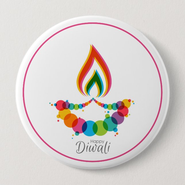 Sacred Flame Rising Diwali 4 Inch Round Button (Front)