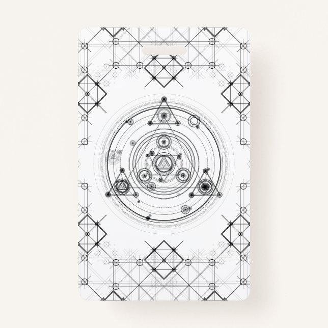 Sacred geometry and geometric alchemy design badge (Front)