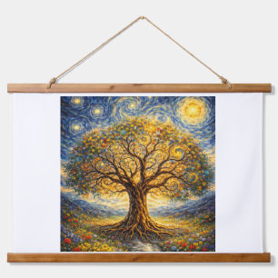 Sacred geometry art tree hanging tapestry