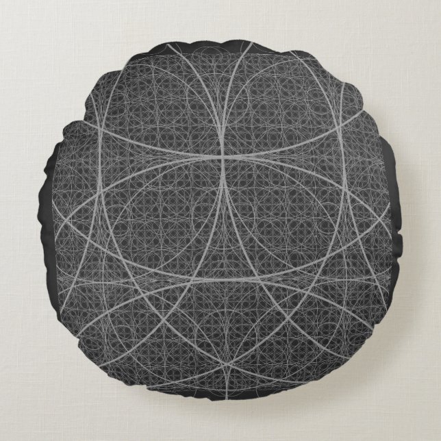 Sacred Geometry Circles Flower of Life Round Pillow (Front)