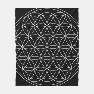 Sacred Geometry : Flower of Life Black & White Fleece Blanket