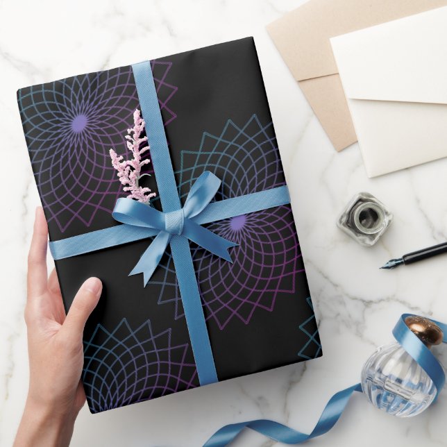 Sacred Geometry Flower of Life Metatron Lotus Wrapping Paper (Gifting)