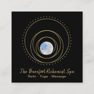 *~* Sacred Geometry  Gold Geometric Boho Cosmic Square Business Card