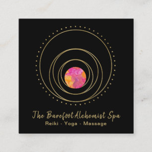 *~* Sacred Geometry  Gold Geometric Boho Lunar Square Business Card
