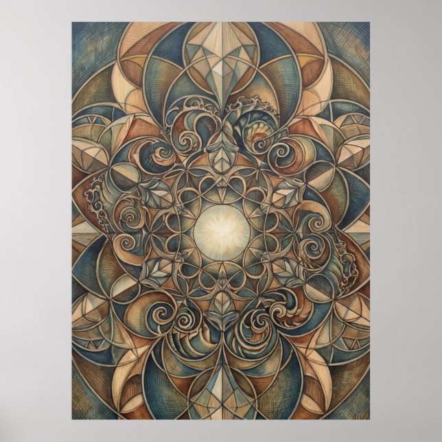 Sacred Geometry Heart Light Spirit Art Poster (Front)