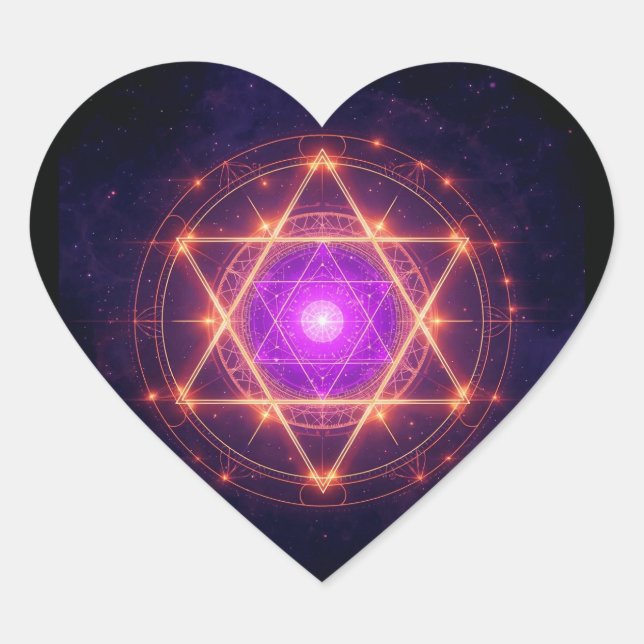 Sacred Geometry Mandala – Light Within the Cosmos Heart Sticker (Front)