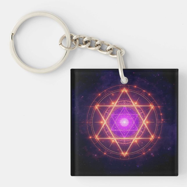 Sacred Geometry Mandala – Light Within the Cosmos Keychain (Front)