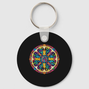 Sacred Geometry Mandala Pattern Keychain