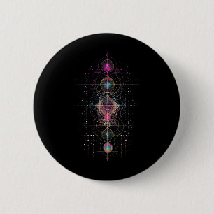 Sacred Geometry Metatron Cube Spiritual Yoga 2 Inch Round Button