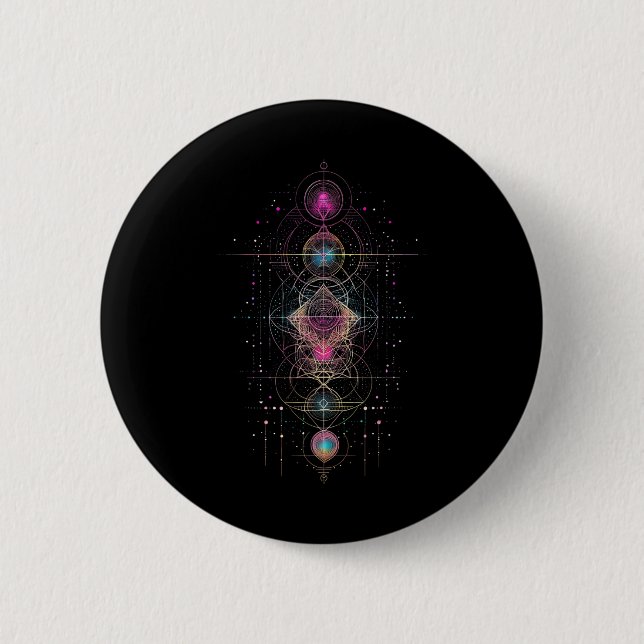 Sacred Geometry Metatron Cube Spiritual Yoga  2 Inch Round Button (Front)