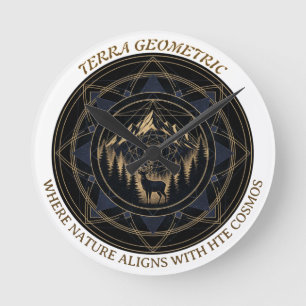 Sacred Geometry • Mountains & Forest (NO NUMBERS) Round Clock