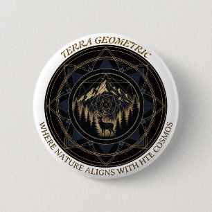 Sacred Geometry Nature Fusion • Mountains & Forest 2 Inch Round Button